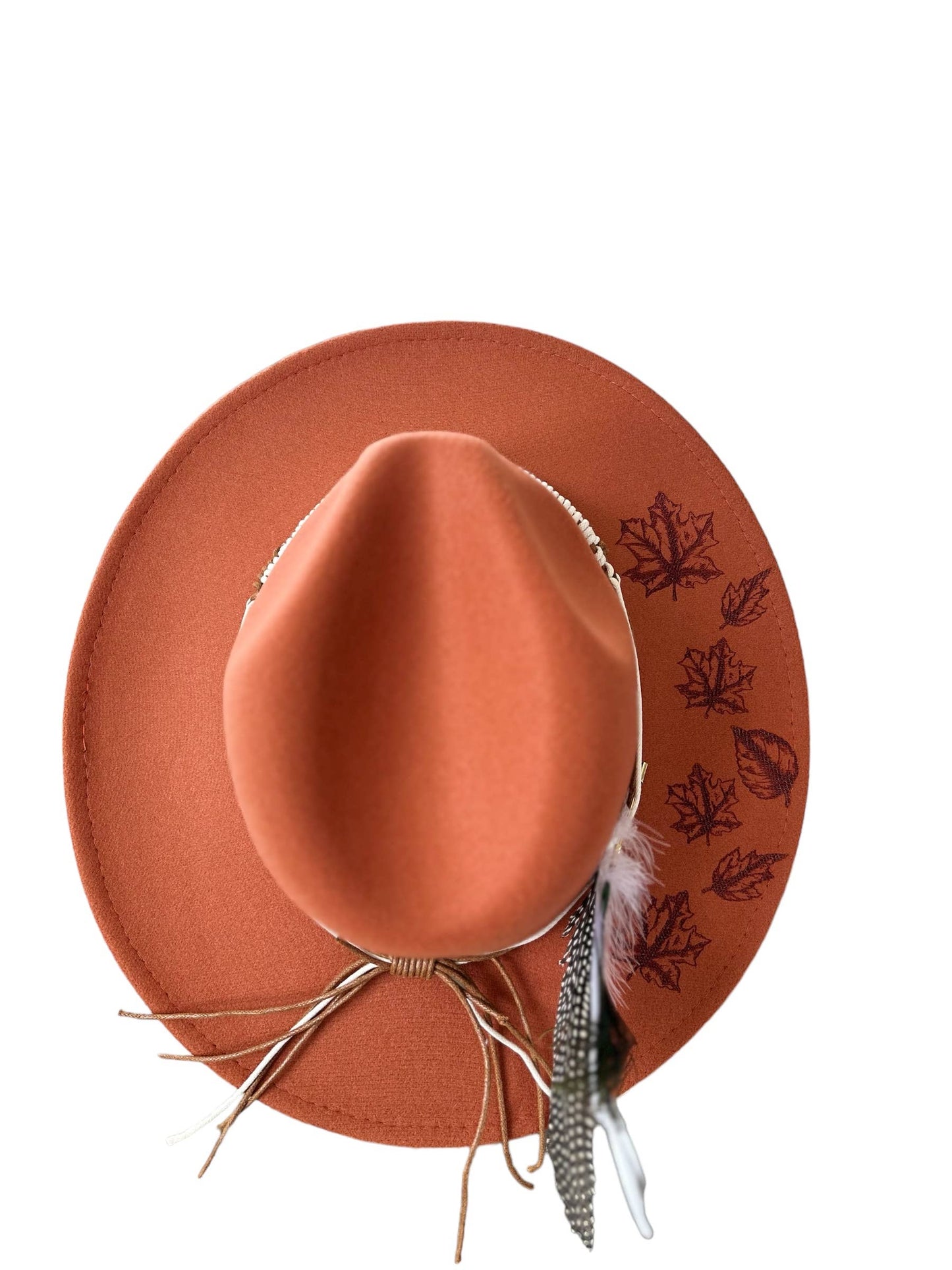 Falling Leaves Autumn Burnt Hat Western Rancher Cowboy 