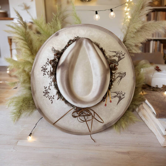 In Flight Burnt Hat Birds Western Cowboy Autumn 